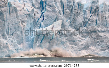 Ice Falling Off Glacier Perito Moreno