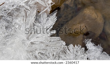 Ice crystals formed on stream