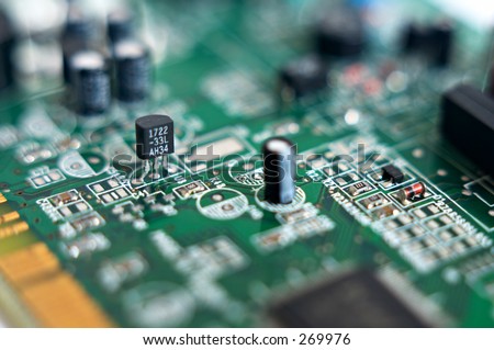 Transistor in a circuit board with a shallow depth of field