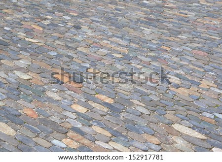 Close up of cobblestone pavement background