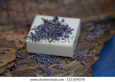Bar of soap with dried lavender