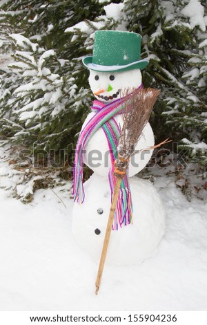Snowman with green top hat