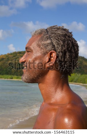 Portrait of Pacific Islander man.