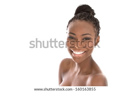 Portrait Young African American Woman - Black And White - Isolated On A White Background