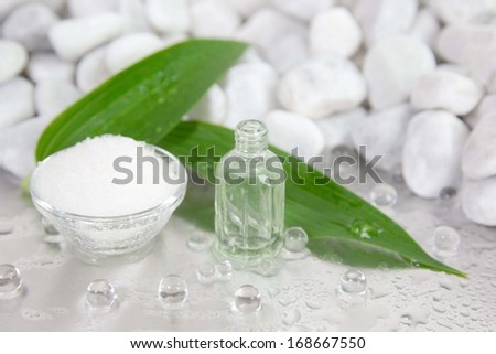 Bath salt. Healing power of nature - spa arrangement in green and white