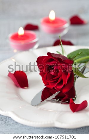 Romantic Table Setting For Valentines Day Stock Photo 107511701 ...