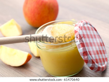 fresh apple puree in glass