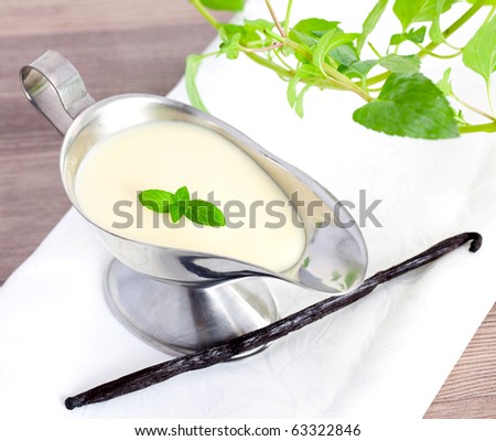 fresh vanilla sauce in a gravy boat