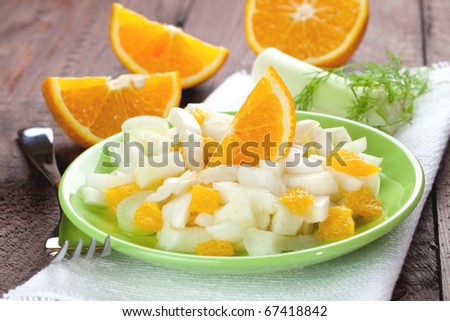 fresh fennel salad with orange in a glass