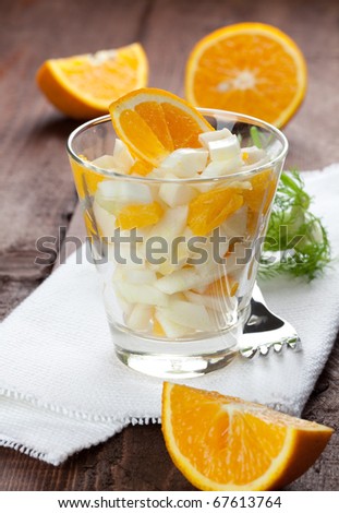 fresh fennel orange salad in a glass