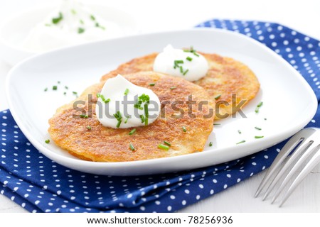 fresh potato pancakes with sour cream