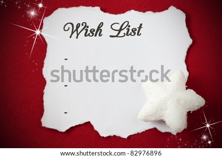 wish list with copy space on white paper