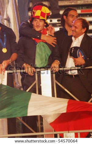 ROME - JULY 12: the Italian national soccer team celebrate their World Cup victory in 2006 World Cup in Germany, July 12, 2006, Rome, Italy