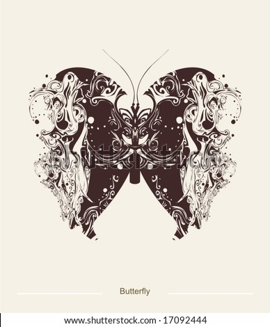 stock vector abstract butterfly tattoo illustration