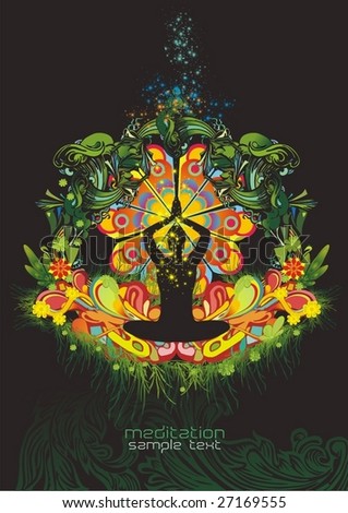 தியானமே நம்மை உய்விக்கும் Stock-vector-colorful-modern-design-with-a-meditating-silhouette-sitting-in-lotus-position-surrounded-by-27169555