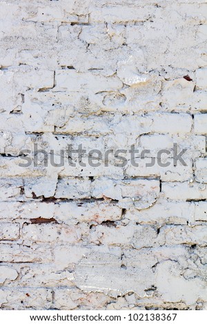 Brick wall background pattern with old white paint texture