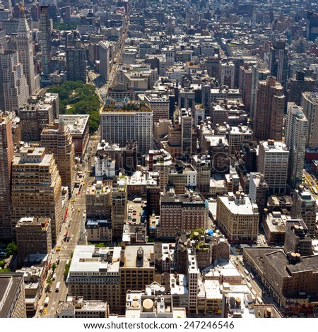 New York City - Birds Eye View of Manhattan Buildings
