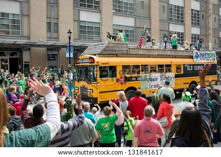 RALEIGH, NC, - MARCH 16: The city of Raleigh celebrating St. Patrick\'s day with the annual parade on March 16, 2013 in Raleigh inÃ?Â NC, USA