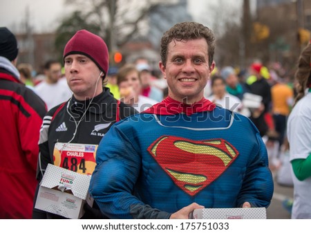 RALEIGH - FEBRUARY 8: The 10th Krispy Kreme Challenge has raised $200.000 for the Children's hospital, on February 8, 2014 in Raleigh, USA. The rules are run 2,5 miles, eat 12 donuts and run 2,5 miles