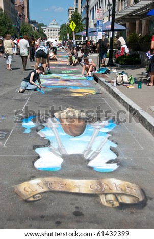 RALEIGH, NC, USA - SEPTEMBER 18: ArtSpark\'s street painting festival in Fayetteville street attracted a big crowd on September 18, 2010 in Raleigh, NC, USA