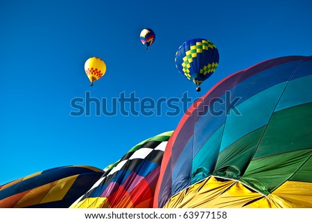 Colorful mass hot air balloon ascension