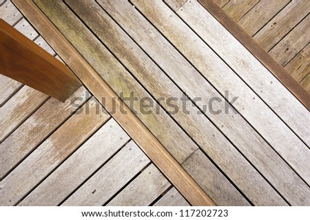 Wooden decking at various heights in aged timber