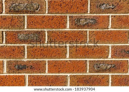 Red brick wall of new bricks and mortar as background texture