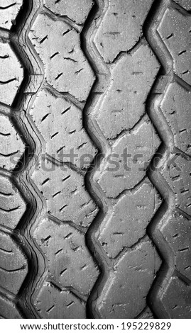Tread patterns on old worn car tyres