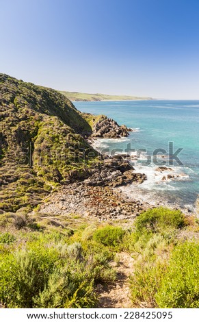 Landscape of the Australian coastline along South Australia\'s Fleurieu Peninsula