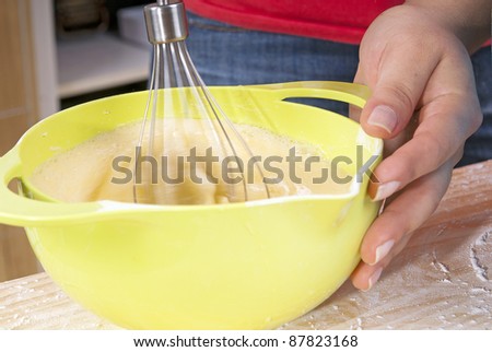 Series of a woman cooking in the kitchen with bright bowls