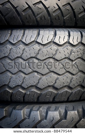 Tread patterns on old worn car tyres