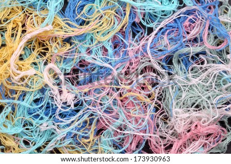 tangled yarn, close up, texture background