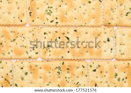 stack of vegetable salty crackers as texture background