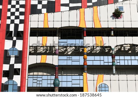 OSAKA, JAPAN - MARCH 28: The public facility of the Osaka City Office possession, built this incineration plant by plan of Hundertwasser; March 28, 2014 in Osaka, Japan.