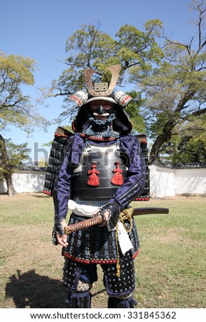 KAGAWA, JAPAN - OCTOBER 25: Katana sword fighters at Marugame Iai Festival, event dedicated to Japanese culture and tradition at Marugame-castle on October 25, 2015 in Japan.