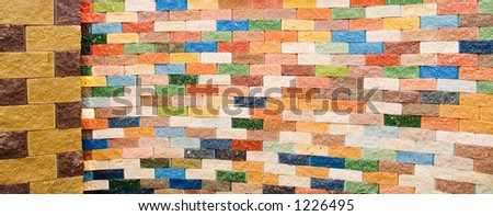 Wall from color bricks