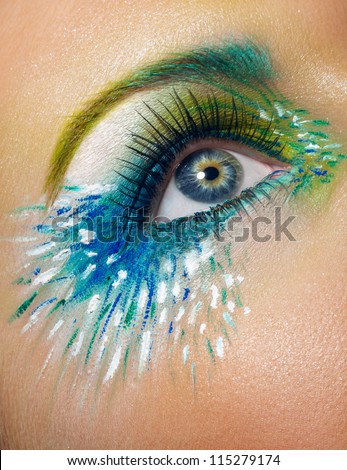 Eye macro shot with creative makeup