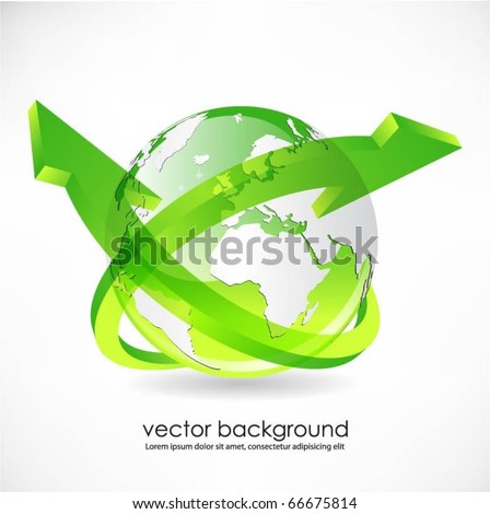 green globe with arrows vector green globe with arrows vector