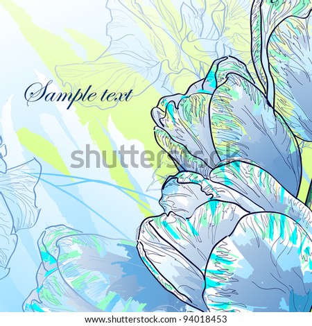 Floral background, greeting card. Flowers tulips .