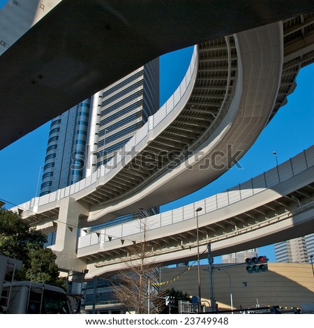 A multi level highway in Tokyo, Japan