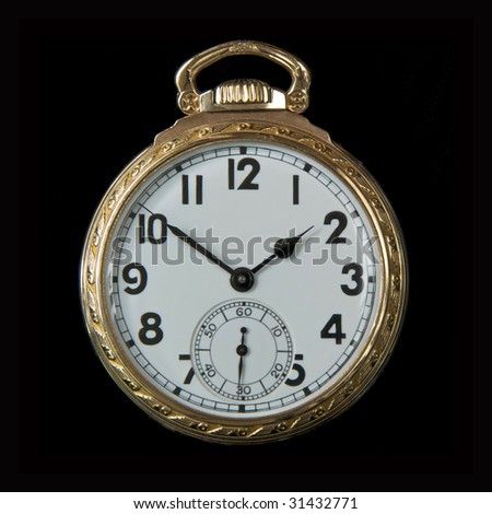 Art Deco Gold Pocket Watch with Arabic Numerals