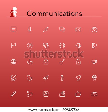 Social and communications line Icons set Vector illustration Social and communications line Icons set Vector illustration