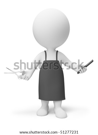 3d small people - hairdresser with 3d small people - hairdresser with
