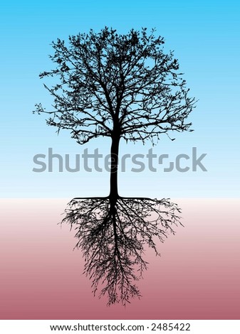 clip art tree with roots. stock vector : tree with roots