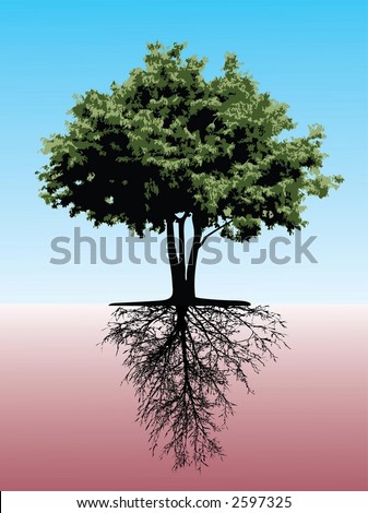 clip art tree roots. stock vector : Tree With Roots