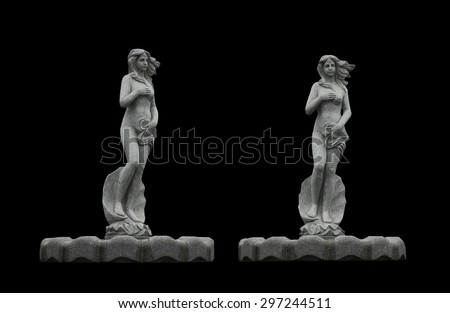 Beautiful Venus Statue isolated on black background.