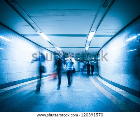 pedestrian in the underground passage