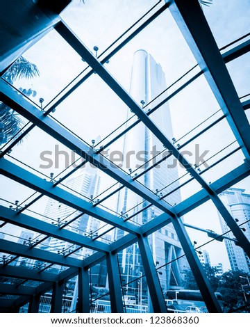 view through the window, Skyscrapers at Lujiazui Financial Center of shanghai china.