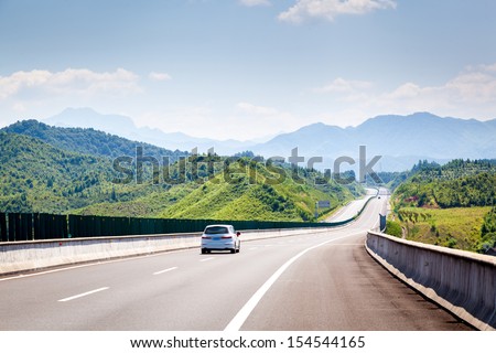 Highway, blue sky, sunny weather