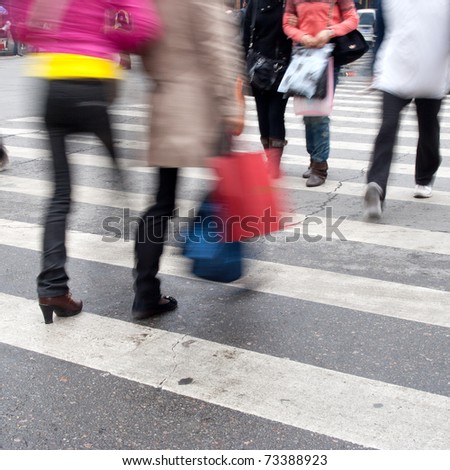 Busy street in China. Purposely blurred with a lens.